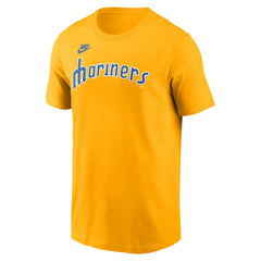Seattle Mariners Cooperstown Collection Wordmark T-Shirt Gold | Nike