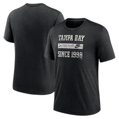 Tampa Bay Rays Cooperstown Collection Local Stack Tri-Blend T-Shirt Heather Black | Nike