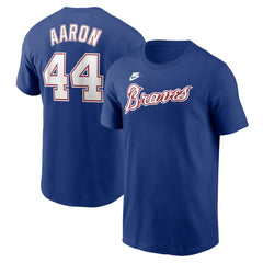 Hank Aaron Atlanta Braves Cooperstown Collection Fuse Name & Number T-Shirt Royal | Nike