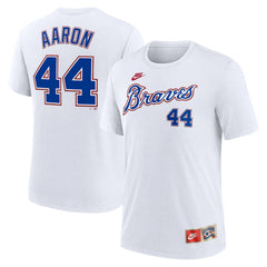 Hank Aaron Atlanta Braves Cooperstown Collection Tri-Blend Name & Number T-Shirt White | Nike