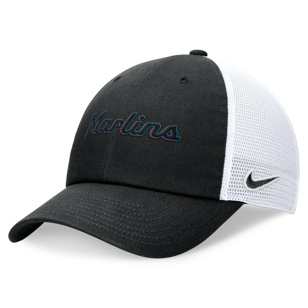 Miami Marlins Wordmark Adjustable Trucker Hat Black | Nike