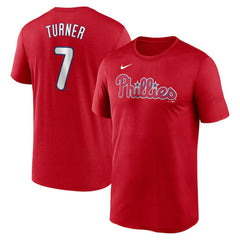 Trea Turner Philadelphia Phillies Legend Name & Number Performance T-Shirt Red | Nike