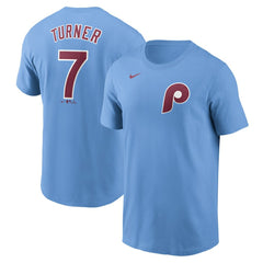 Trea Turner Philadelphia Phillies Fuse Name & Number T-Shirt Light Blue | Nike