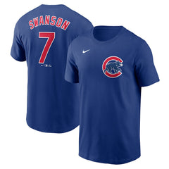 Dansby Swanson Chicago Cubs Fuse Name & Number T-Shirt Royal | Nike