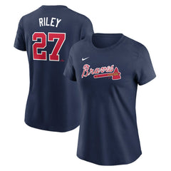 Austin Riley Atlanta Braves Women's Cooperstown Collection Fuse Name & Number T-Shirt Navy | Nike