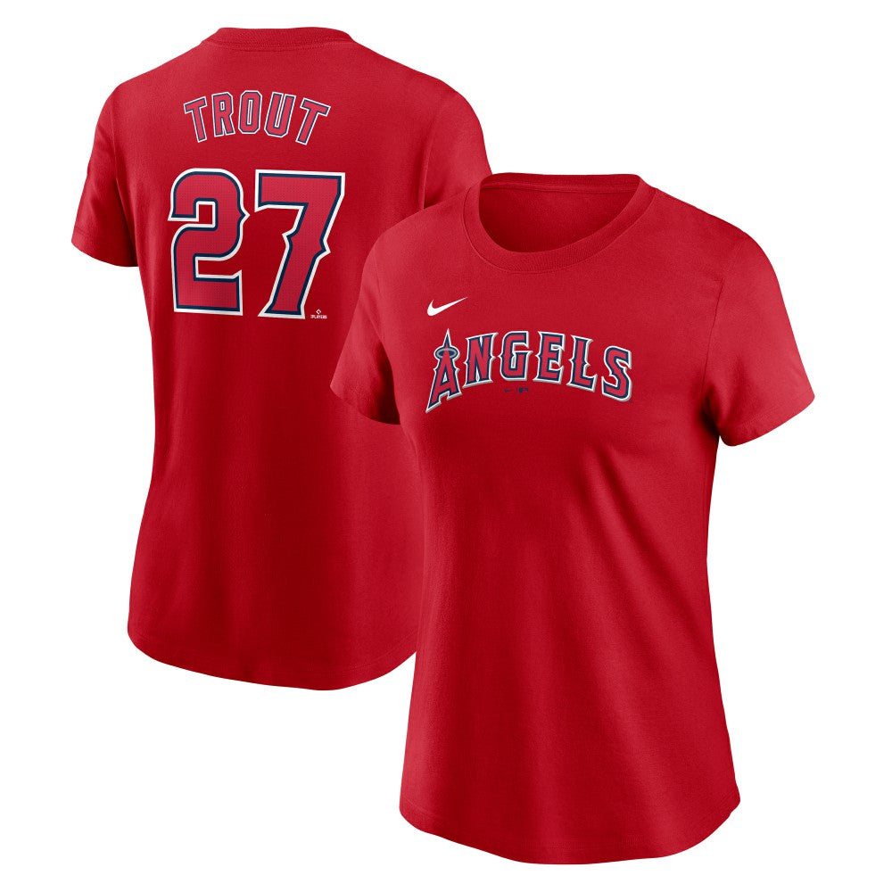 Mike Trout Los Angeles Angels Women's Cooperstown Collection Fuse Name & Number T-Shirt Red | Nike