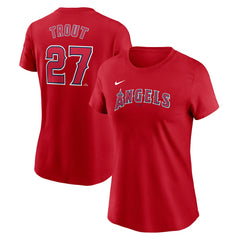 Mike Trout Los Angeles Angels Women's Cooperstown Collection Fuse Name & Number T-Shirt Red | Nike