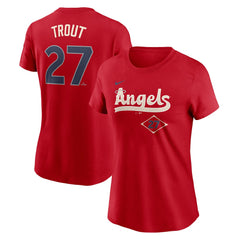 Mike Trout Los Angeles Angels Women's 2024 City Connect Fuse Player Name & Number T-Shirt Red | Nike