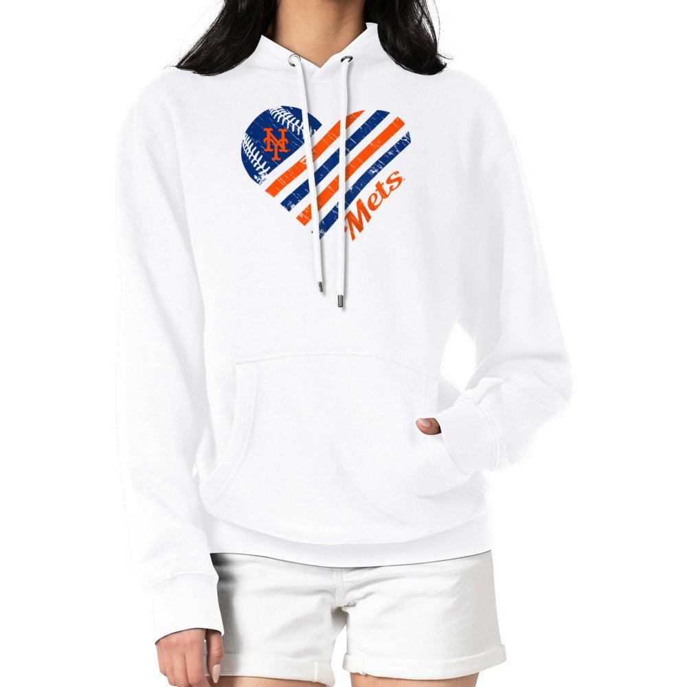New York Mets G-III 4Her by Carl Banks Women's Heart Fleece Pullover Hoodie White