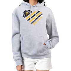 Pittsburgh Pirates G-III 4Her by Carl Banks Women's Heart Fleece Pullover Hoodie Heather Gray