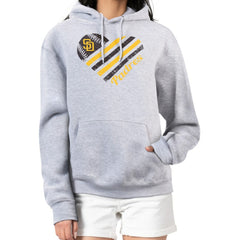 San Diego Padres G-III 4Her by Carl Banks Women's Heart Fleece Pullover Hoodie Heather Gray