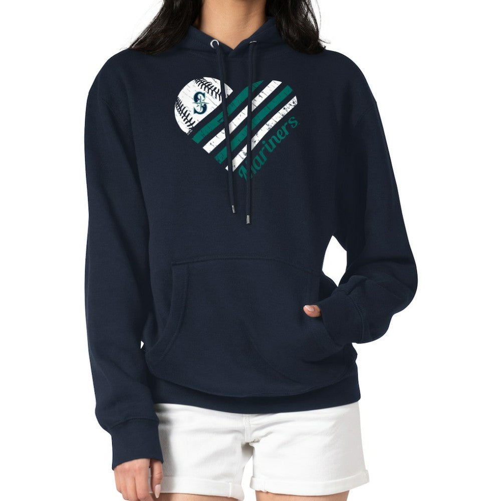 Seattle Mariners G-III 4Her by Carl Banks Women's Heart Fleece Pullover Hoodie Navy