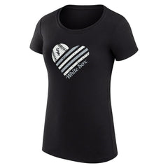 Chicago White Sox G-III 4Her by Carl Banks Women's Super-Slim Fit Lightweight Heart Graphic T-Shirt Black