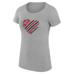 Cincinnati Reds G-III 4Her by Carl Banks Women's Super-Slim Fit Lightweight Heart Graphic T-Shirt Heather Gray