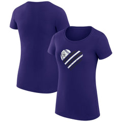 Colorado Rockies G-III 4Her by Carl Banks Women's Super-Slim Fit Lightweight Heart Graphic T-Shirt Purple