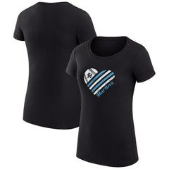 Miami Marlins G-III 4Her by Carl Banks Women's Super-Slim Fit Lightweight Heart Graphic T-Shirt Black