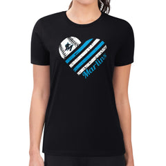 Miami Marlins G-III 4Her by Carl Banks Women's Super-Slim Fit Lightweight Heart Graphic T-Shirt Black