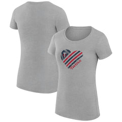 Minnesota Twins G-III 4Her by Carl Banks Women's Super-Slim Fit Lightweight Heart Graphic T-Shirt Heather Gray