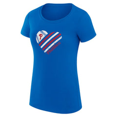Philadelphia Phillies G-III 4Her by Carl Banks Women's Super-Slim Fit Lightweight Heart Graphic T-Shirt Royal