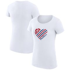 Philadelphia Phillies G-III 4Her by Carl Banks Women's Super-Slim Fit Lightweight Heart Graphic T-Shirt White
