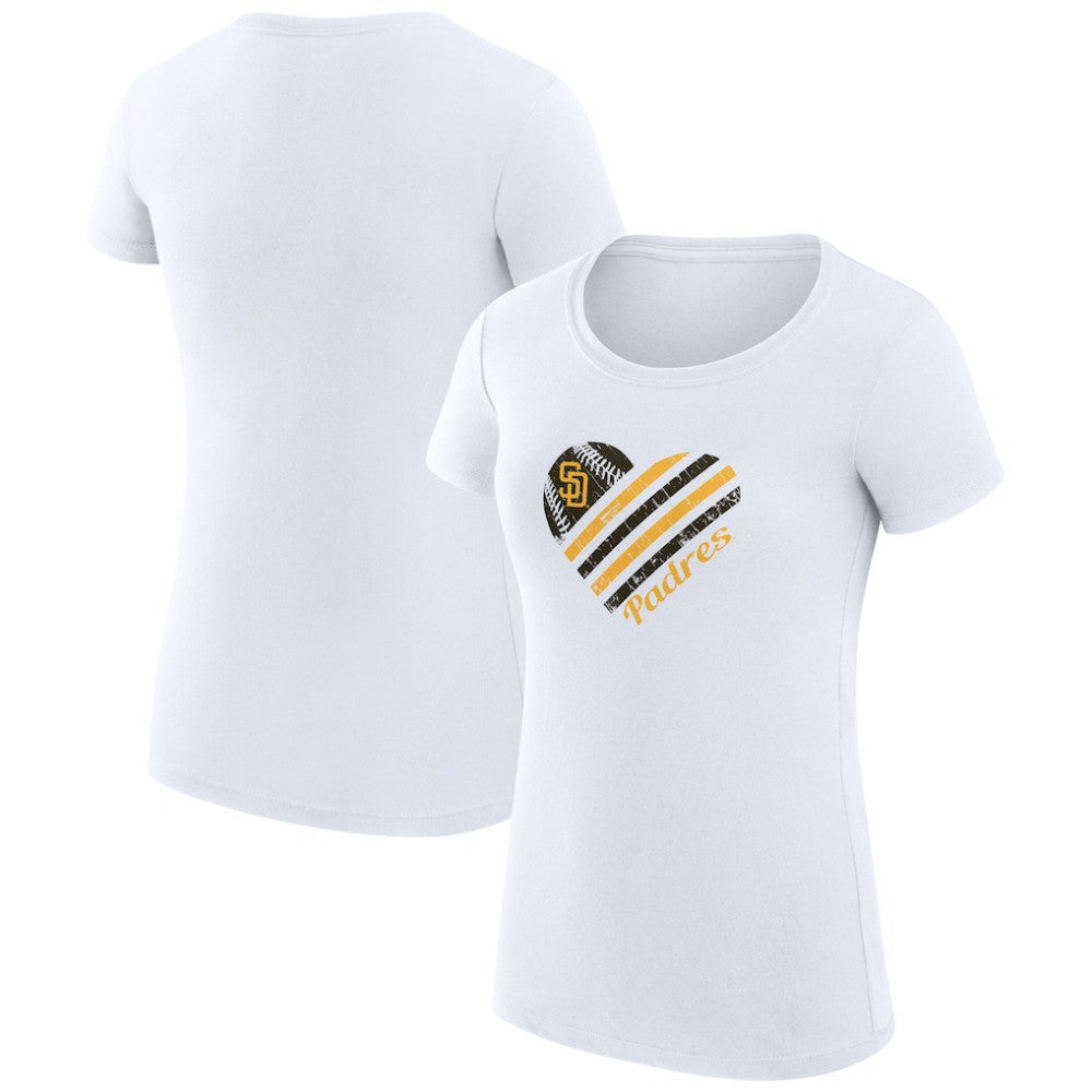 San Diego Padres G-III 4Her by Carl Banks Women's Super-Slim Fit Lightweight Heart Graphic T-Shirt White