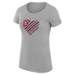 St. Louis Cardinals G-III 4Her by Carl Banks Women's Super-Slim Fit Lightweight Heart Graphic T-Shirt Heather Gray