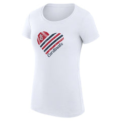 St. Louis Cardinals G-III 4Her by Carl Banks Women's Super-Slim Fit Lightweight Heart Graphic T-Shirt White