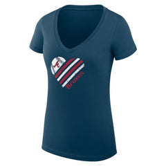 Atlanta Braves G-III 4Her by Carl Banks Women's Super-Slim Fit Lightweight Heart V-Neck T-Shirt Navy