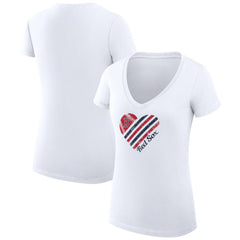 Boston Red Sox G-III 4Her by Carl Banks Women's Super-Slim Fit Lightweight Heart V-Neck T-Shirt White