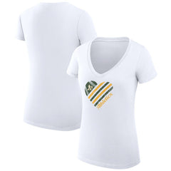 Athletics G-III 4Her by Carl Banks Women's Super-Slim Fit Lightweight Heart V-Neck T-Shirt White