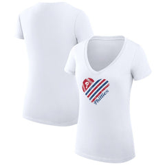 Philadelphia Phillies G-III 4Her by Carl Banks Women's Super-Slim Fit Lightweight Heart V-Neck T-Shirt White