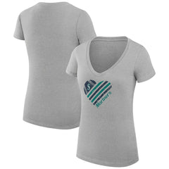 Seattle Mariners G-III 4Her by Carl Banks Women's Super-Slim Fit Lightweight Heart V-Neck T-Shirt Heather Gray