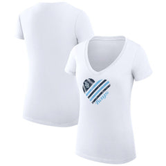 Tampa Bay Rays G-III 4Her by Carl Banks Women's Super-Slim Fit Lightweight Heart V-Neck T-Shirt White