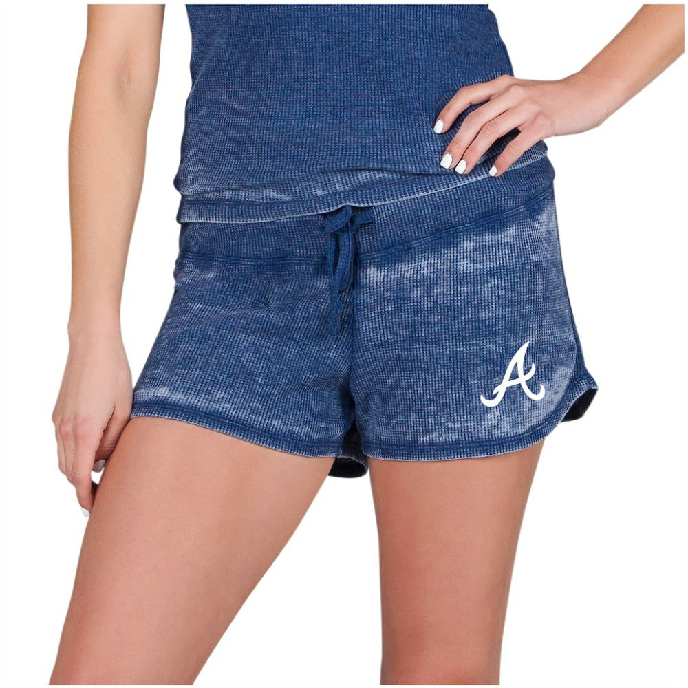 Atlanta Braves Concepts Sport Women's Resurgence Waffle Knit Shorts Navy