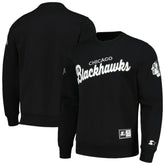 Chicago Blackhawks Starter x NHL Black Ice Cross Check Pullover Sweatshirt Black