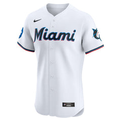 Miami Marlins Home Elite Patch Jersey - White