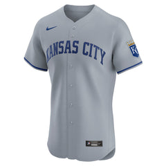 Kansas City Royals Road Vapor Premier Elite Patch Jersey - Gray