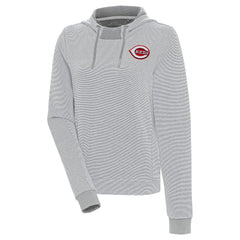 Cincinnati Reds Antigua Women's Axe Bunker Tri-Blend Pullover Hoodie Gray/White