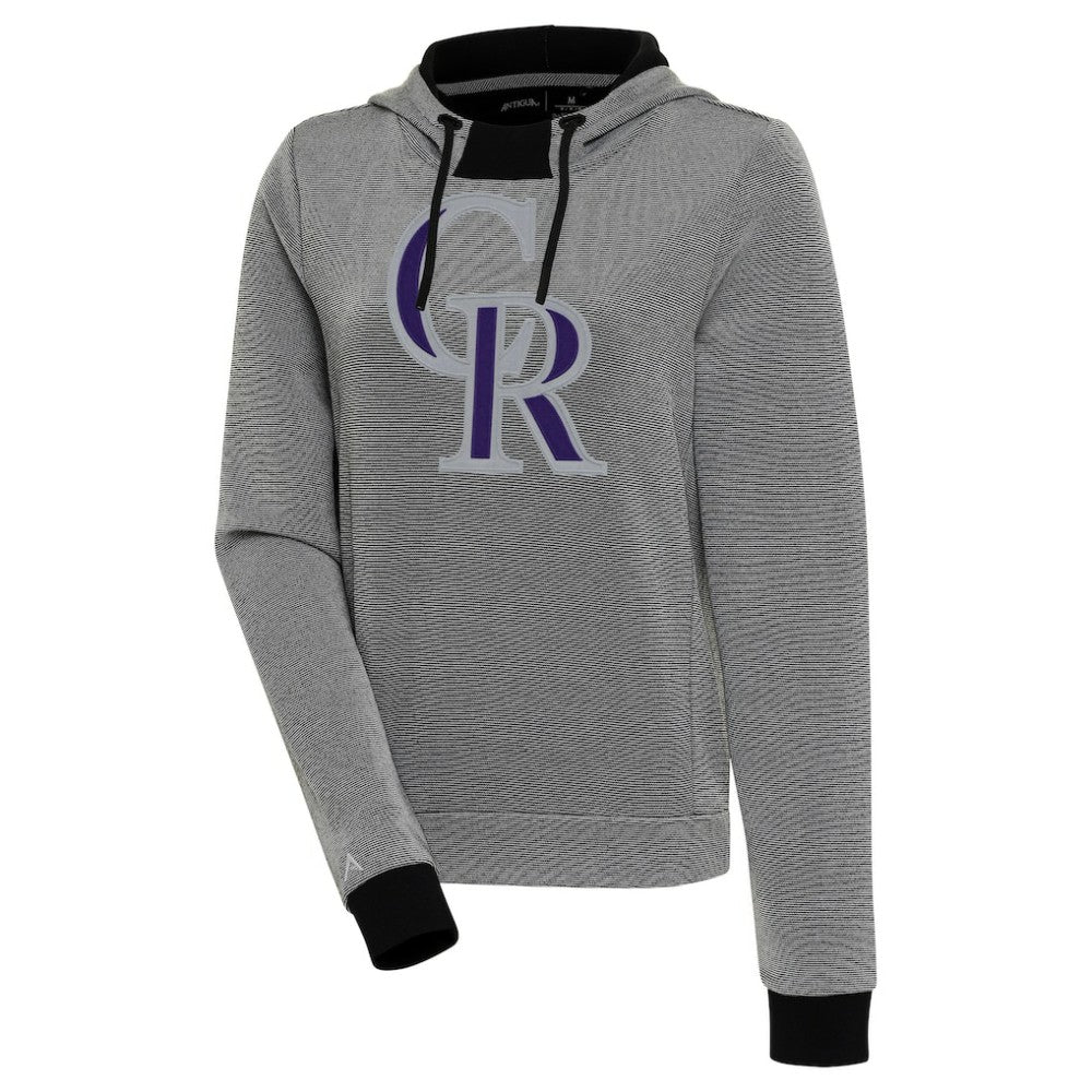 Colorado Rockies Antigua Women's Axe Bunker Tri-Blend Pullover Hoodie Black/White