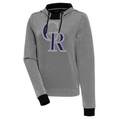 Colorado Rockies Antigua Women's Axe Bunker Tri-Blend Pullover Hoodie Black/White