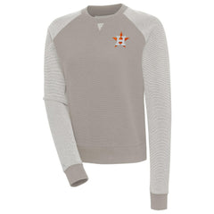 Houston Astros Antigua Women's Flier Bunker Tri-Blend Pullover Sweatshirt Oatmeal/White