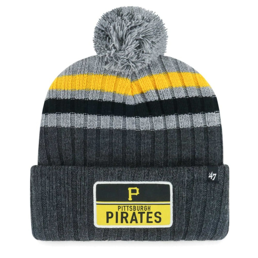 Pittsburgh Pirates Stack Cuffed Knit Hat with Pom Gray | 47 brand