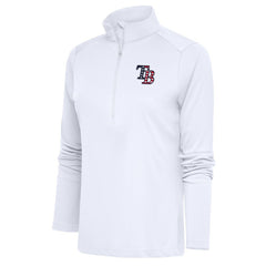 Tampa Bay Rays Antigua Women's Patriotic Tribute Half-Zip Pullover Top White