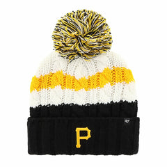 Pittsburgh Pirates Women's Ashfield Cuffed Knit Hat with Pom White/Black | 47 brand