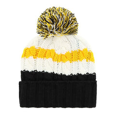Pittsburgh Pirates Women's Ashfield Cuffed Knit Hat with Pom White/Black | 47 brand