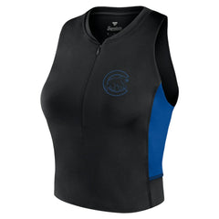 Chicago Cubs Women's Studio Half-Zip Fitted Gym Tank Top Black