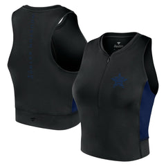 Houston Astros Women's Studio Half-Zip Fitted Gym Tank Top Black