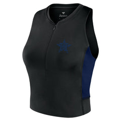 Houston Astros Women's Studio Half-Zip Fitted Gym Tank Top Black