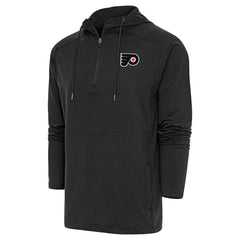 Philadelphia Flyers Antigua Spikes Raglan Quarter-Zip Hoodie Heather Black