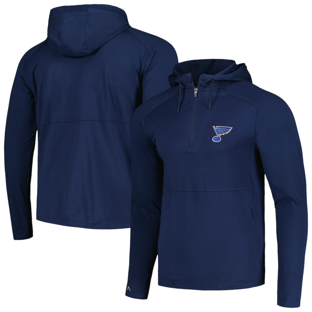 St. Louis Blues Antigua Spikes Raglan Quarter-Zip Hoodie Heather Navy